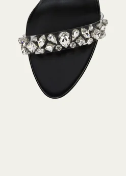 Christian Louboutin100mm Fanny Jolly Embellished Leather Ankle-Wrap Sandals