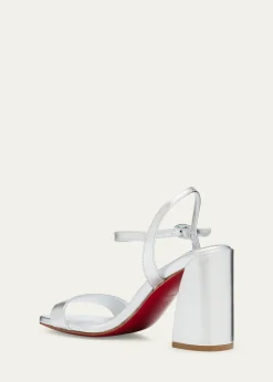 Christian Louboutin85mm Jane Metallic Leather Ankle-Strap Sandals