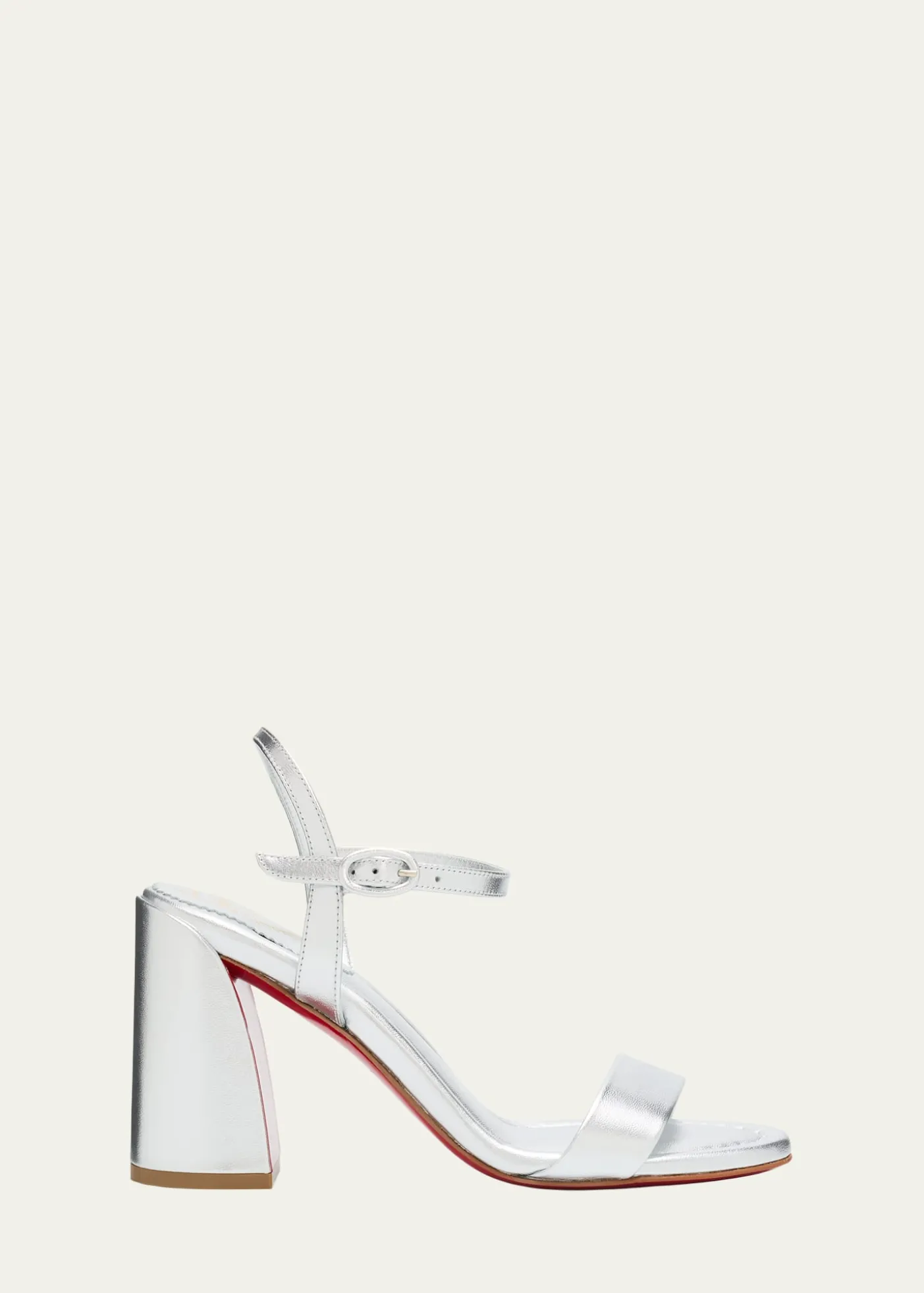 Christian Louboutin85mm Jane Metallic Leather Ankle-Strap Sandals