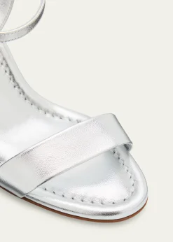 Christian Louboutin85mm Jane Metallic Leather Ankle-Strap Sandals