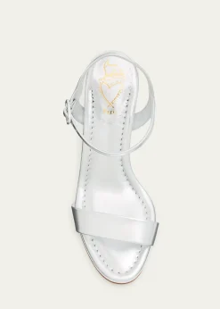 Christian Louboutin85mm Jane Metallic Leather Ankle-Strap Sandals