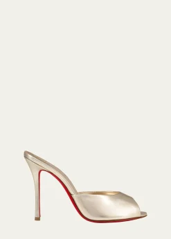 Christian Louboutin100mm Me Dolly Metallic Slide Sandals