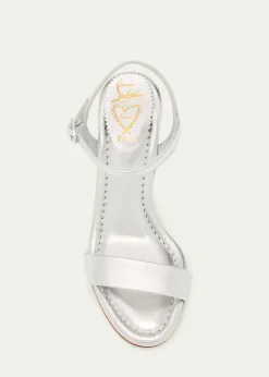 Christian Louboutin85mm Miss Jane Metallic Leather Ankle-Strap Sandals