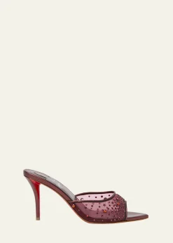 Christian Louboutin80mm Miss Z Embellished Mesh and Metallic Leather Mule Pumps