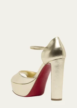 Christian Louboutin130mm Sandaloo Metallic Platform Sandals