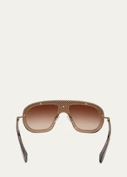Christian LouboutinStudded Metal Shield Sunglasses