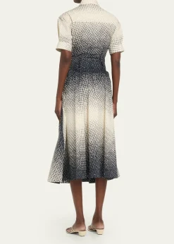 CHRISTOPHER JOHN ROGERSHalftone Wiggle Dot Cotton Shirtdress