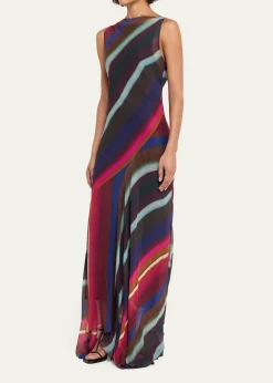 CHRISTOPHER JOHN ROGERSLouie Striped Cowl Low Back Maxi Dress