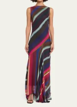 CHRISTOPHER JOHN ROGERSLouie Striped Cowl Low Back Maxi Dress