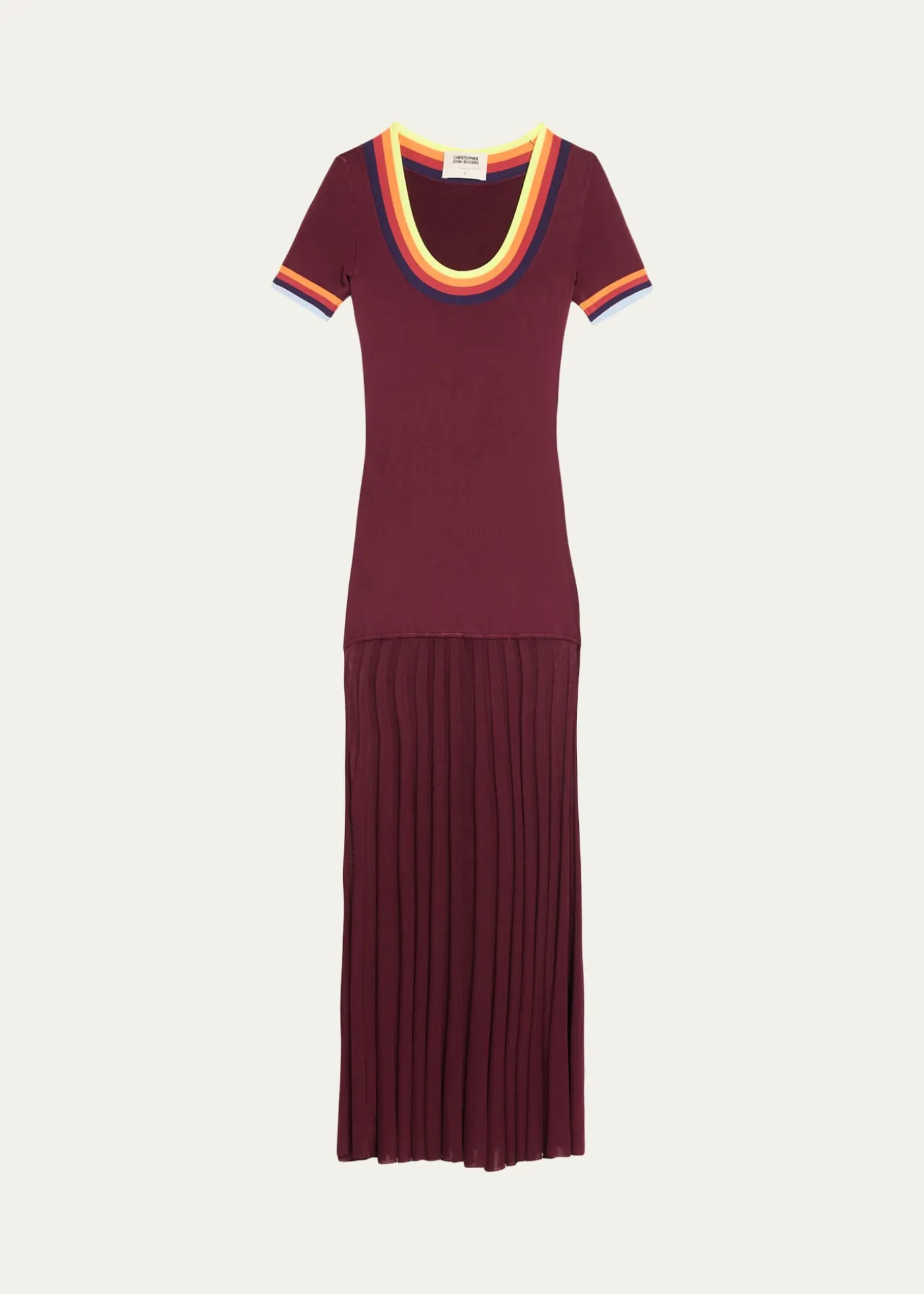 CHRISTOPHER JOHN ROGERSSaucer Neck Short-Sleeve Maxi Dress