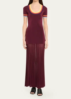 CHRISTOPHER JOHN ROGERSSaucer Neck Short-Sleeve Maxi Dress