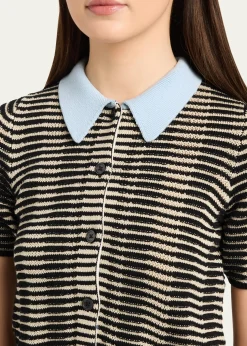 CHRISTOPHER JOHN ROGERSWave Knit Short-Sleeve Polo Shirt