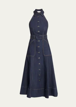 Cinq a SeptAdina Belted Denim Midi Dress