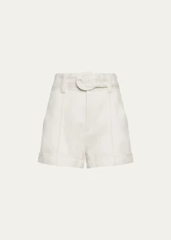 Cinq a SeptAldi Belted Wide-Leg Linen Shorts