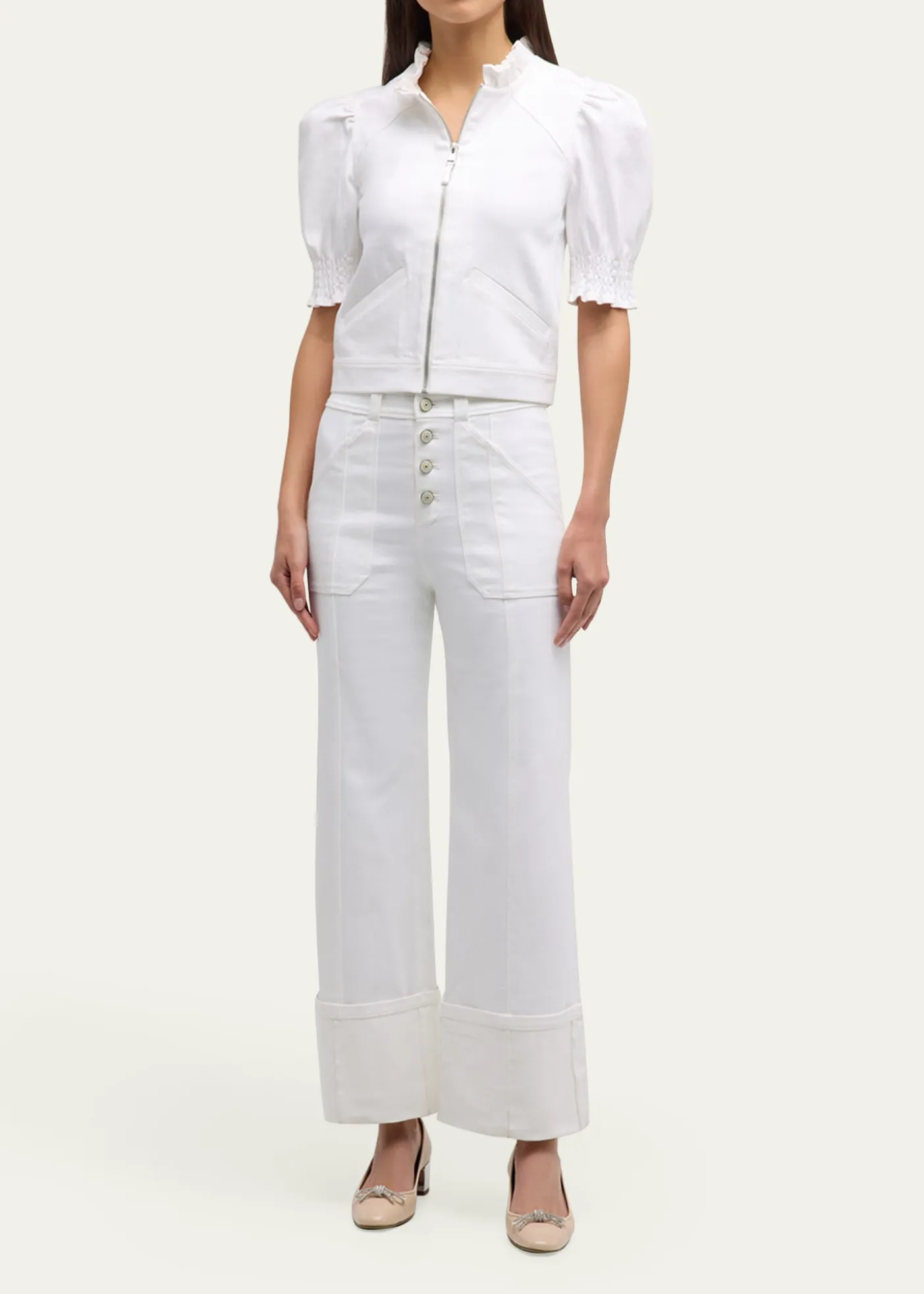 Cinq a SeptAnabella Short-Sleeve Zip-Front Jacket