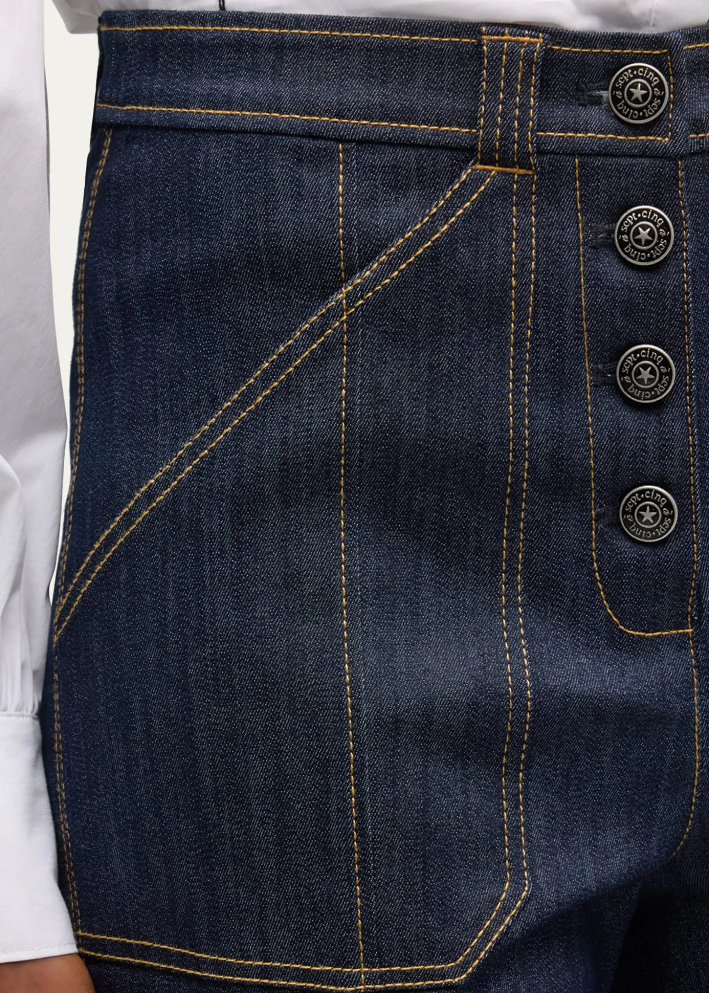 Cinq a SeptBenji Cuffed Ankle Topstitched Denim Pants