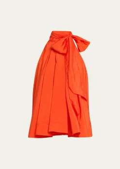 Cinq a SeptJagger High-Neck Taffeta Blouse