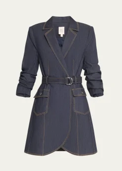 Cinq a SeptJenessa Belted Denim Mini Wrap Shirtdress