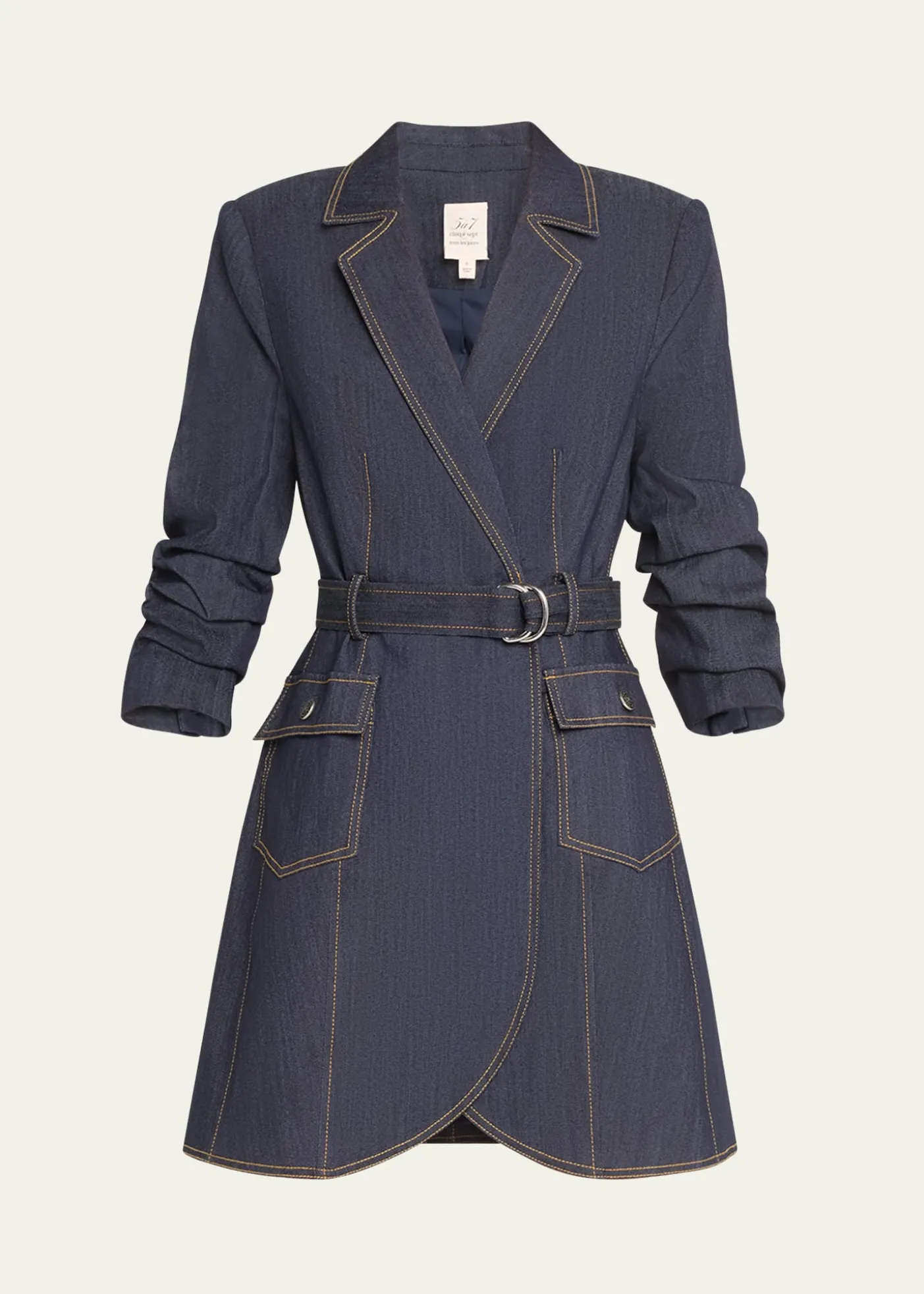 Cinq a SeptJenessa Belted Denim Mini Wrap Shirtdress