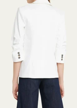 Cinq a SeptKhloe 3/4-Sleeve White Denim Blazer