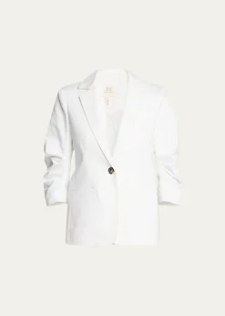 Cinq a SeptKhloe 3/4-Sleeve White Denim Blazer