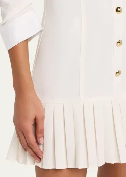 Cinq a SeptLuca Drapey Crepe Mini Shirtdress