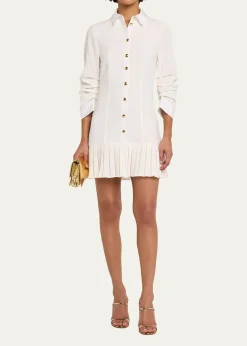 Cinq a SeptLuca Drapey Crepe Mini Shirtdress