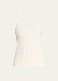CourregesLogo Ribbed Knit Tank Top