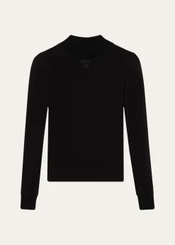 CourregesRe-Edition Mock-Neck Long-Sleeve Fitted Top