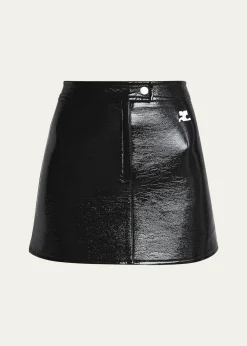 CourregesReedition Vinyl Mini Skirt