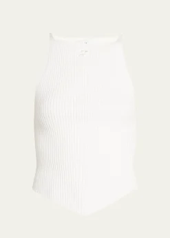 CourregesRib-Knit Tank Top with Pointed Hem