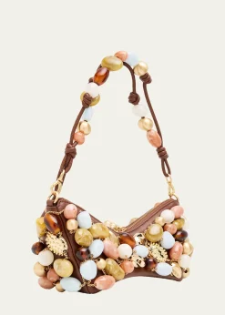Cult GaiaMercier Multicolor Stone Leather Shoulder Bag