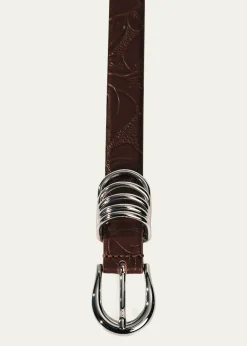 DehancheHollyhock Embossed Leather Belt
