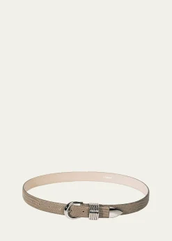 DehancheHollyhock Lizard-Embossed Leather Belt