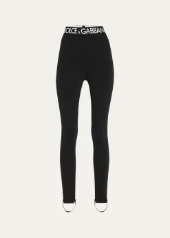 Dolce&GabbanaBranded Elastic High-Waist Leggings w/ Detachable Stirrups