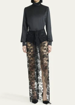 Dolce&GabbanaChantilly Lace Scallop Maxi Skirt