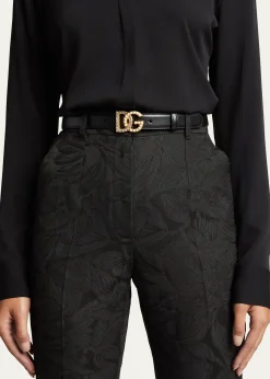 Dolce&GabbanaDG Swarovski Crystal & Pearl Leather Belt