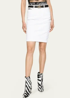 Dolce&GabbanaEmbellished Pearly Interlocking DG Leather Belt