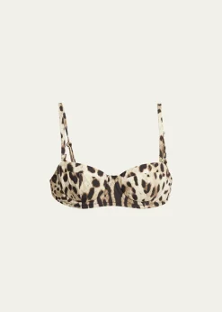 Dolce&GabbanaLeopard Soft Padded Underwire Balconette Bikini Top