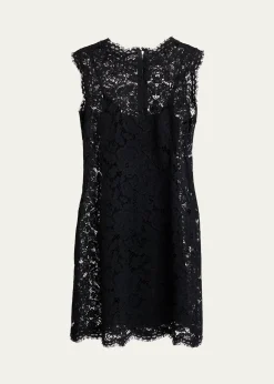 Dolce&GabbanaSleeveless Floral Lace A-Line Dress