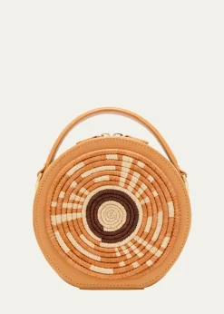 EILAFRwenzori Round Leather & Straw Top-Handle Bag