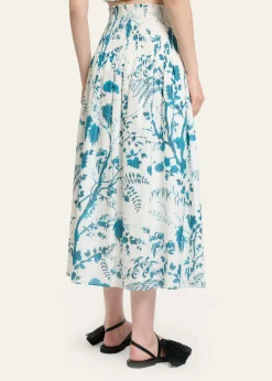 ErdemFloral Cotton-Linen Midi Skirt
