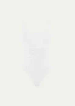 EresAsia Scoop-Neck One-Piece Swimsuit with Waistband Detail