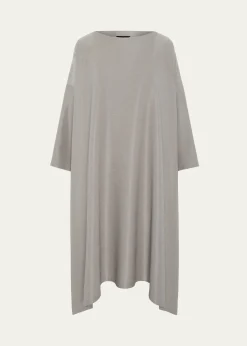 EskandarMidweight Silk Plissé DPS Scoop Neck Dress