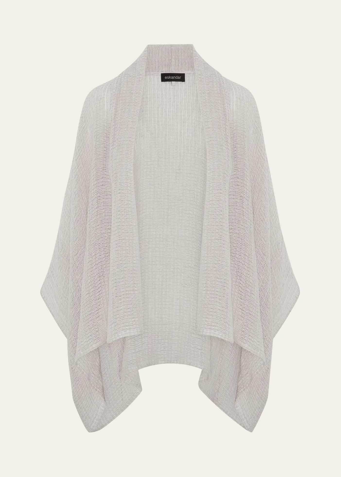 EskandarWide Short Sleeve Scrunch Shawl Collar Jacket - Mid Plus Length