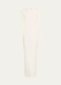 EterneLong-Sleeve Crewneck Rib-Knit Maxi Dress