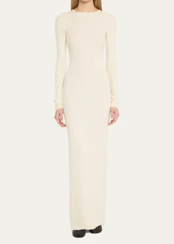 EterneLong-Sleeve Crewneck Rib-Knit Maxi Dress