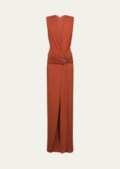 Et OchsJil Plunging Draped Column Gown