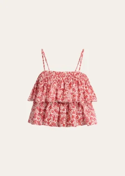 Etoile Isabel MarantErisa Floral-Print Tiered Ruffle Crop Top