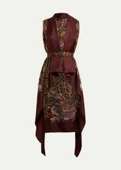 EtroLeopard & Avian Print Silk Foulard Vest